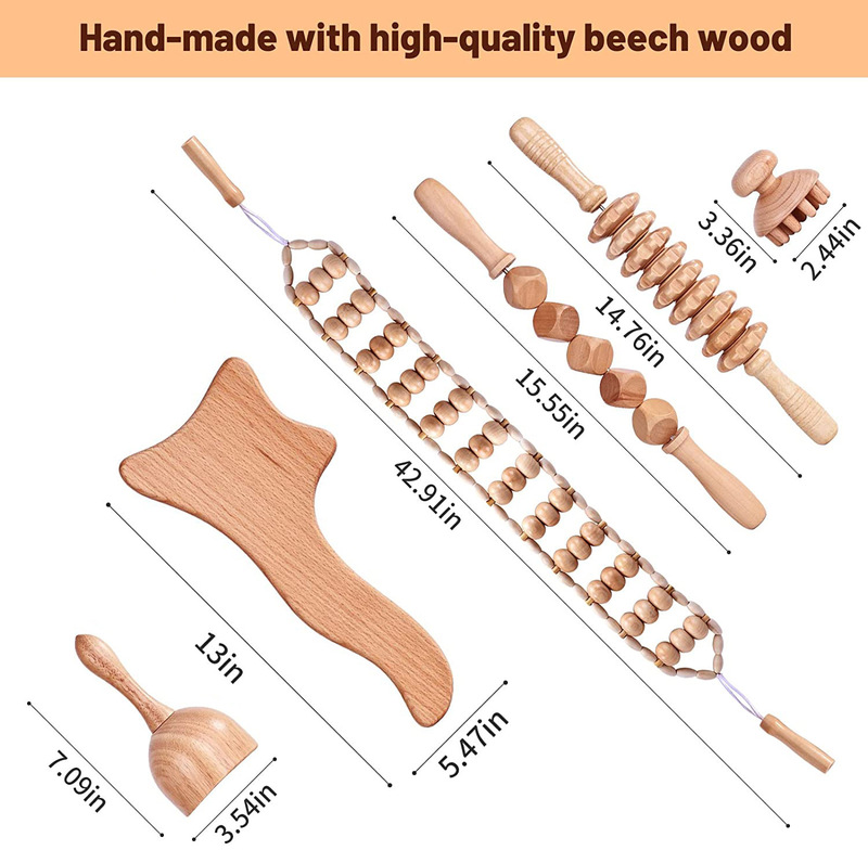 木製マッサージ器「筋棒スクレーパー板木治療マッサージカップキノコ頭部マッサージ器リンパマッサージセット」|undefined