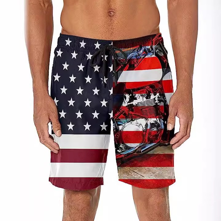 Summer Foreign Trade Adult Men's Swimming Trunks, Large Size, Loose Fit, with Patterns, for Beach, Seaside, and Hot Springs, Men's Swim Shorts Manufacturer