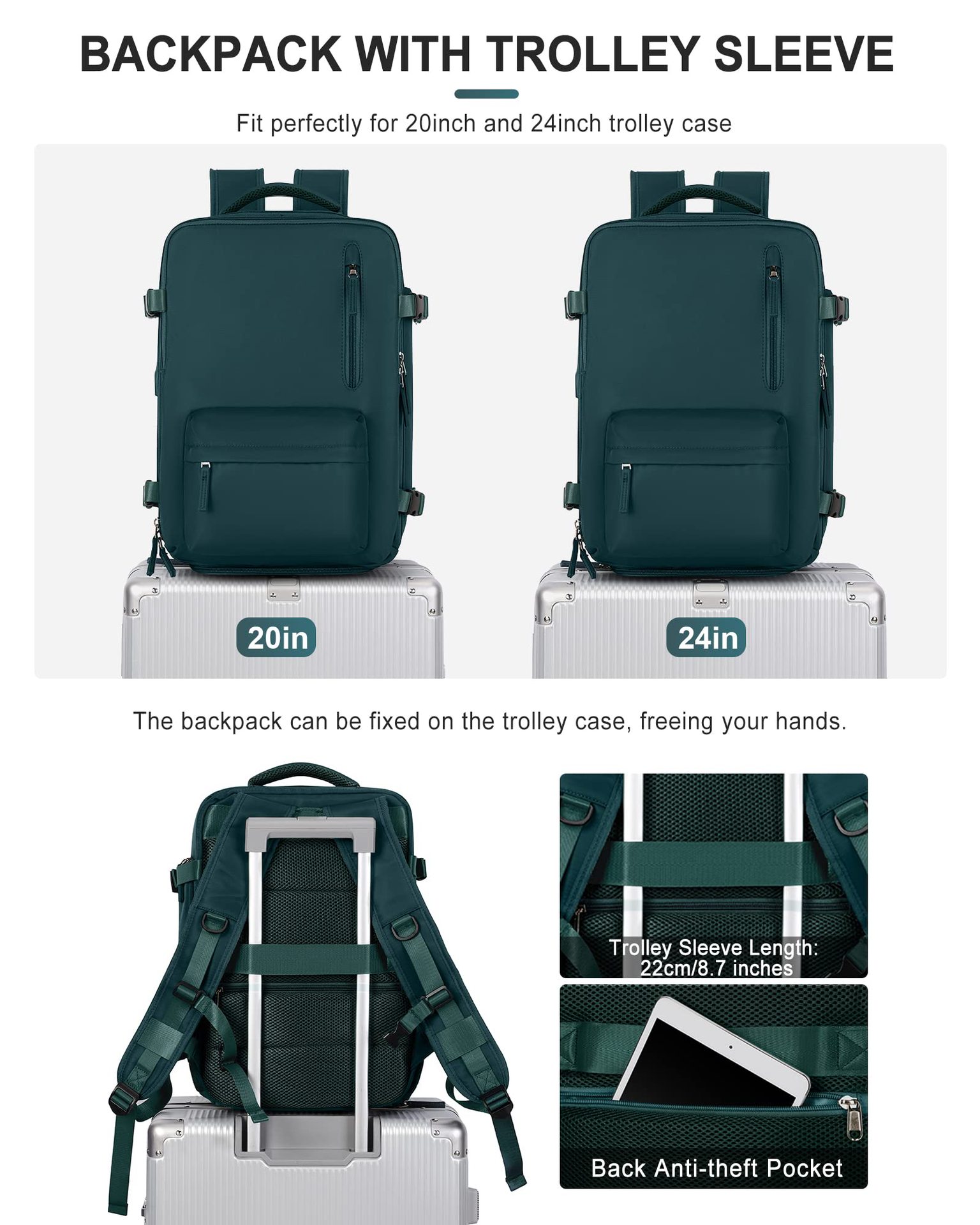 1875g Weight Nylon Lining Material Zipper Closure Type Double Shoulder Straps Strap Type Functional Backpack Bags Type Travel, Daily Occasion Nylon Material Women's Backpack Backpack Solid Color Pattern All Seasons Season Unisex Gender Streetwear Style Square Shape Solid Color Travel Daily Women's Backpack 55