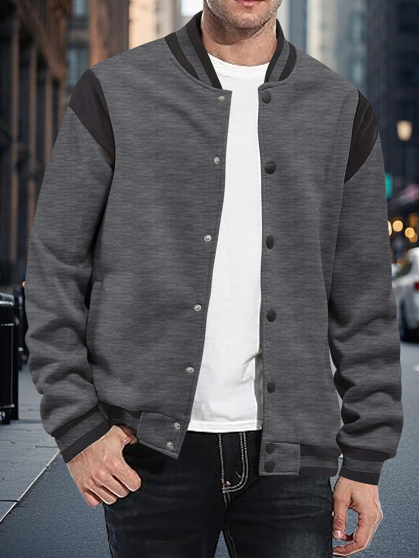 Herren Fleecejacke Mit Patchwork Im Lässigen Sportstil_voghion.com
