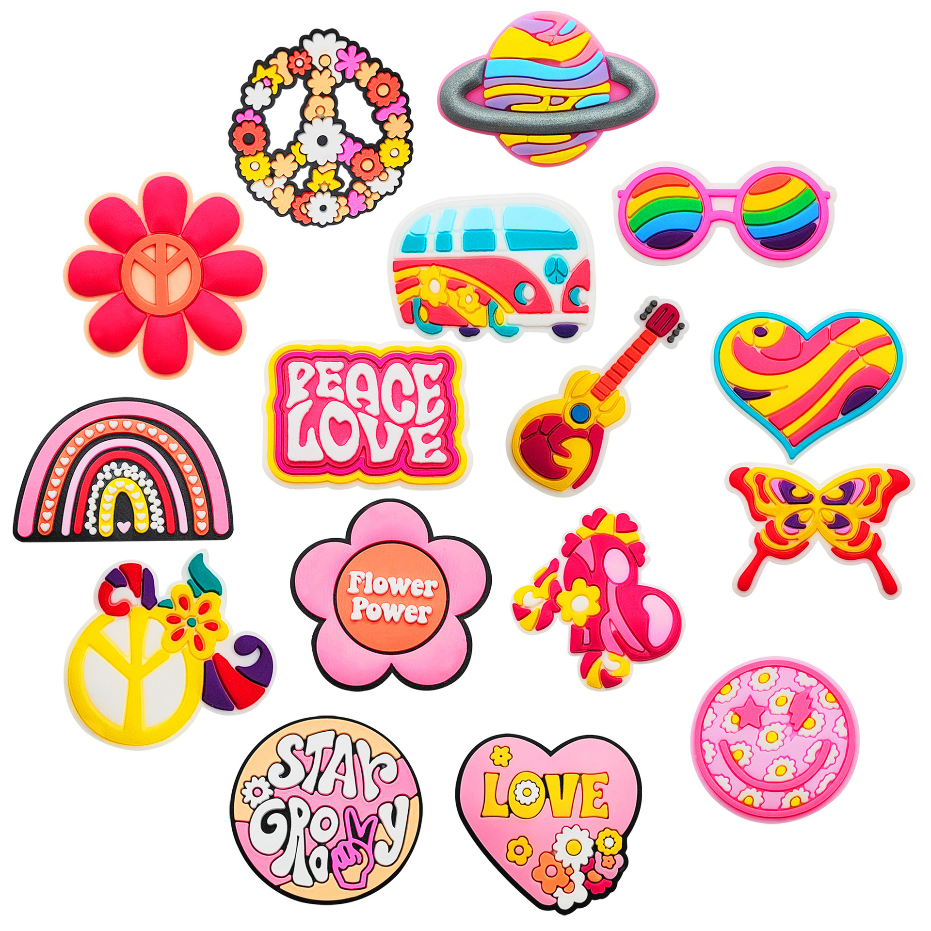 Amor y paz Rosa chica cueva zapatos flor extraíble jardín zapato hebilla DIY zapatos accesorios decoración del partido