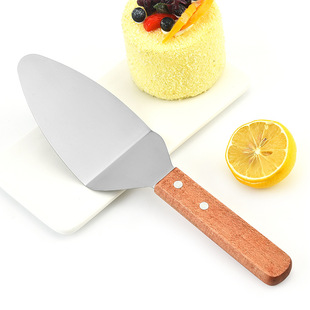Stainless steel pizza shovel household triangle cooking cheese shovel wooden handle cake shovel kitchen baking tool