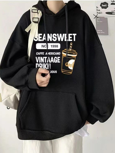 Men's Autumn Hooded Sweatshirt, Men's Winter Fleece Lined Thick American Style Trendy Loose Casual Jacket Men's Fashion Trend