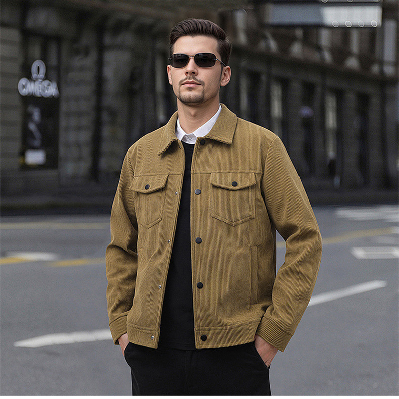 Cross-Border Foreign Trade Popular Men's Corduroy Jacket, Men's Lapel Coat, Trendy Jacket, Business Casual Formal Wear Top Cross-Border Foreign Trade Popular Men's Corduroy Jacket, Men's Lapel Coat, Trendy Jacket, Business Casual Formal Wear Top