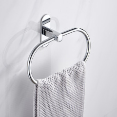 Toilet paper holder without holes, stainless steel chrome wall-mounted ring circle bathroom restroom shower towel rack wholesale