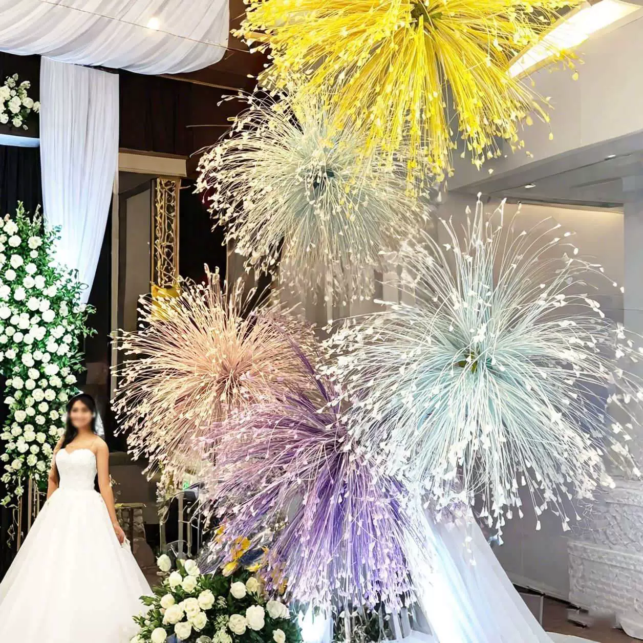 Мечтательный шар из павлиньей травы, красочная свадебная трава, трава с хвостом золотого феникса, ветки градиентного цвета, летающая трава с цветами