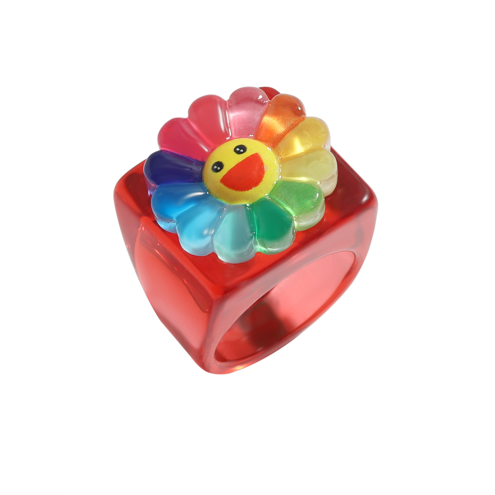 Wholesale Jewelry Resin Acrylic Blooming Smiley Ring Nihaojewelry display picture 22