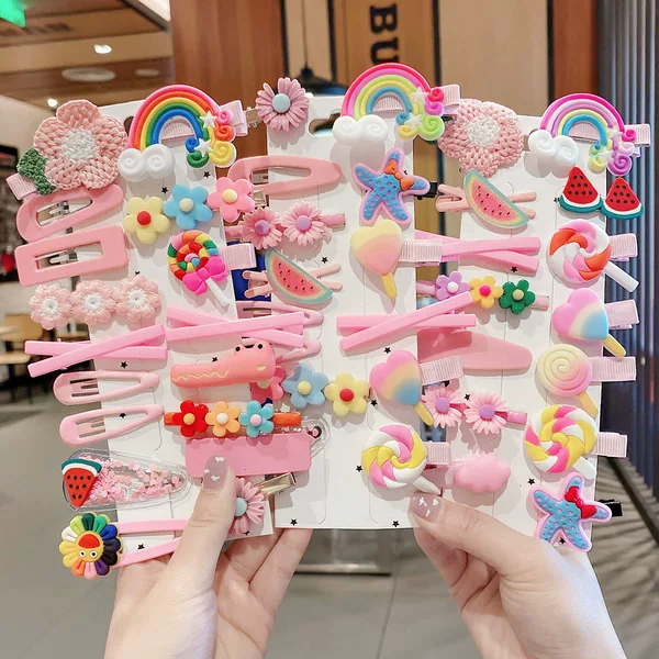 New children's hairpin 14-piece set of girls hairpin side clip girls cute baby online red bangs broken hairpin wholesale