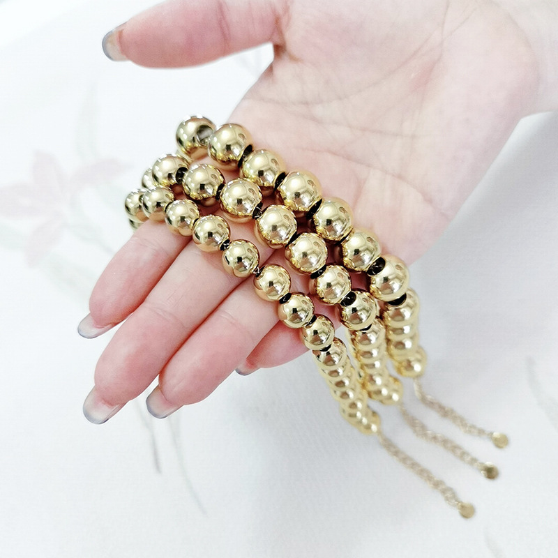 Men'S Gender Plating Design Retro Ball Solid Color Stainless Steel Bracelets In Bulk