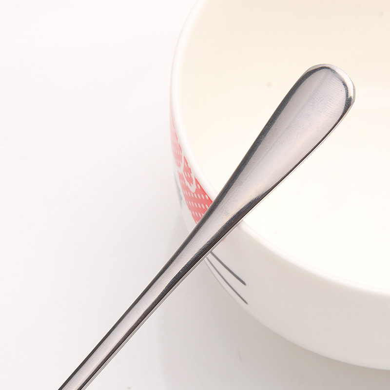 Creative Stainless Steel Long Handle Household Restaurant Stirring Coffee Korean Dessert Milk Tea Small Soup Spoon_voghion.com