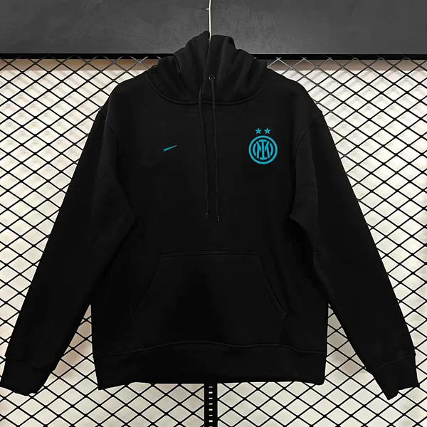 Inter Milan Second Team Player Fleece Sweatshirt Men's Casual Pure Cotton Pullover Thickened Jacket Hooded Autumn and Winter Top
