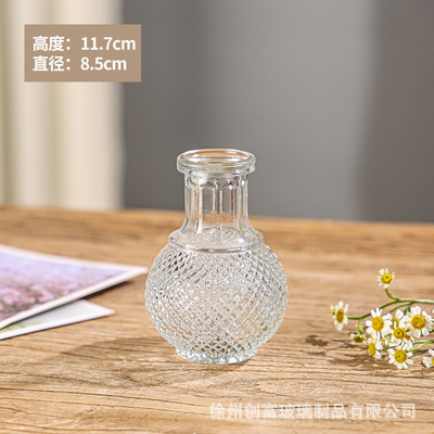 Luz de lujo simple retro mini jarrón de vidrio en vidrio de viento pequeño jarrón de flores flores flores secas flores decoración de oficina