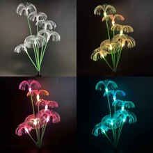 花园庭院地插灯别墅太阳能水母灯光纤七彩变色户外防水景观装饰灯