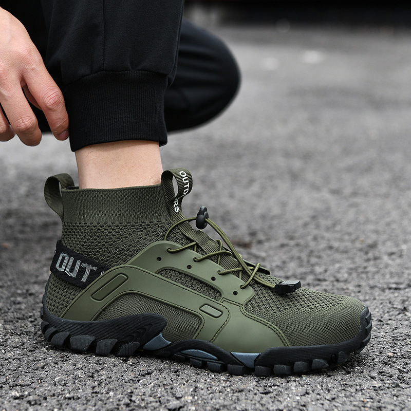 Cross-border outdoor hiking shoes men's plus size upstream shoes casual breathable mountaineering hiking fishing slip-on wading shoes men