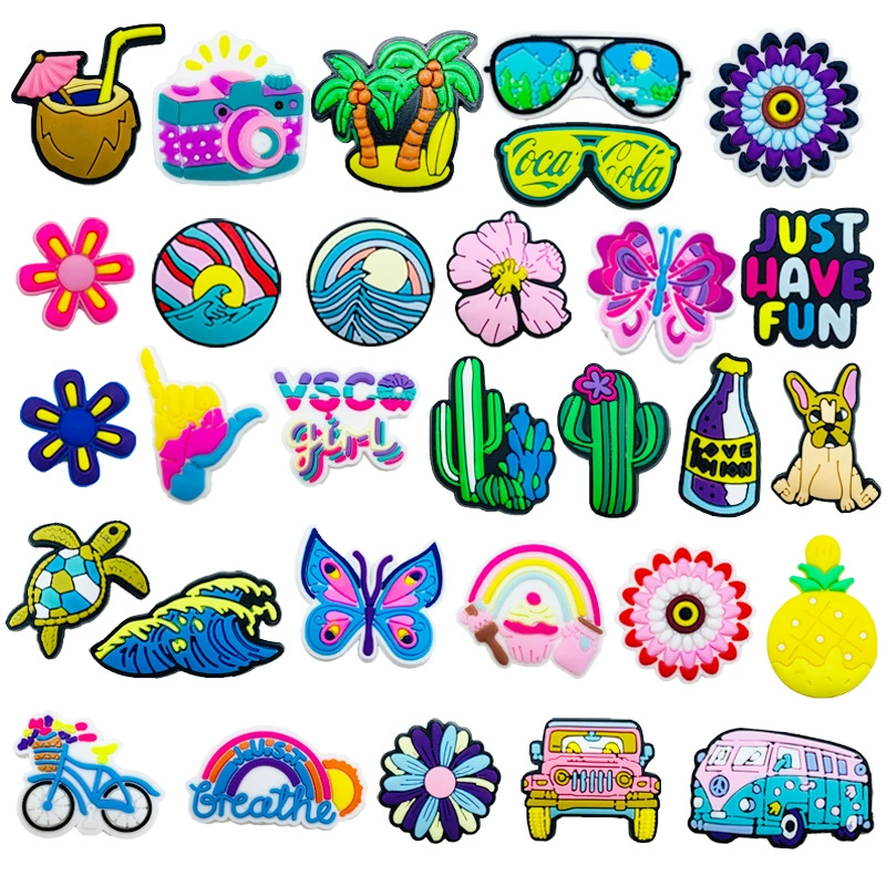 Новая летняя красочная серия пещерной обуви обувь цветочная ПВХ пещерная обувь аксессуары обувь декоративная пряжка обувь украшения DIY