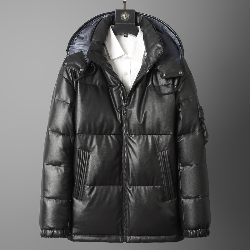 New Winter Men's Genuine Leather down Jacket Top Layer Cowhide Jacket Goose down Coat Thickened Warm Men's Clothing