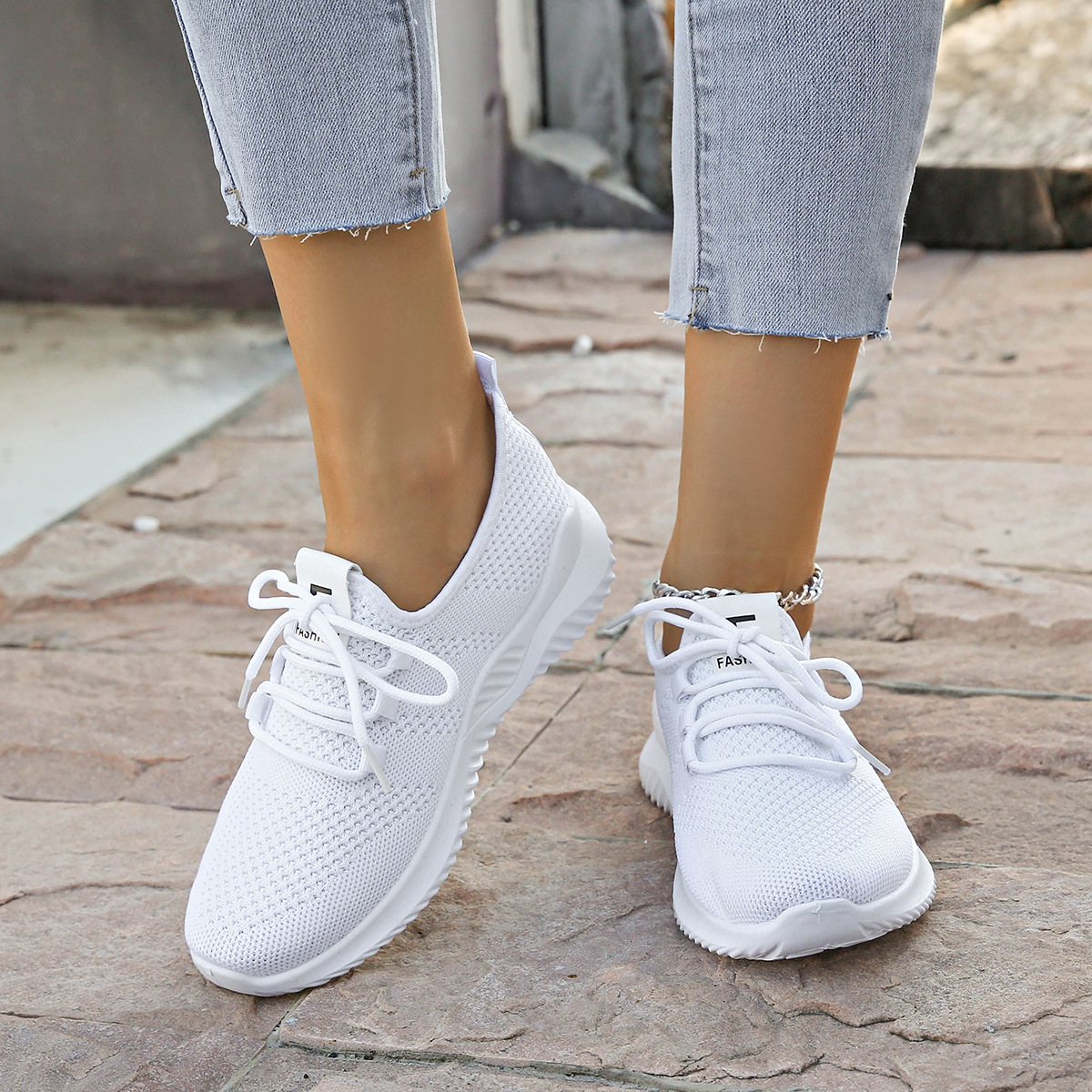 Zapatos deportivos de mujer primavera y otoño nuevo comercio exterior transfronterizo suave zapatos de red ligeros zapatos transpirables zapatos de carrera casuales mujeres