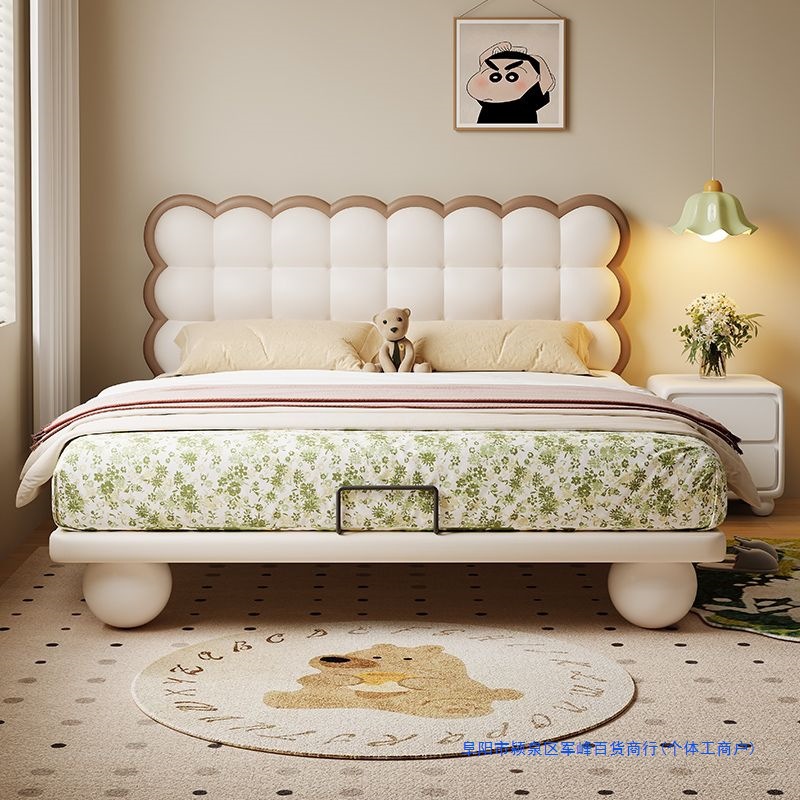 Aiwo Bed Cream Style Simple Modern Children's Boy Double Bed Creative Biscuit Children's Bed Girl