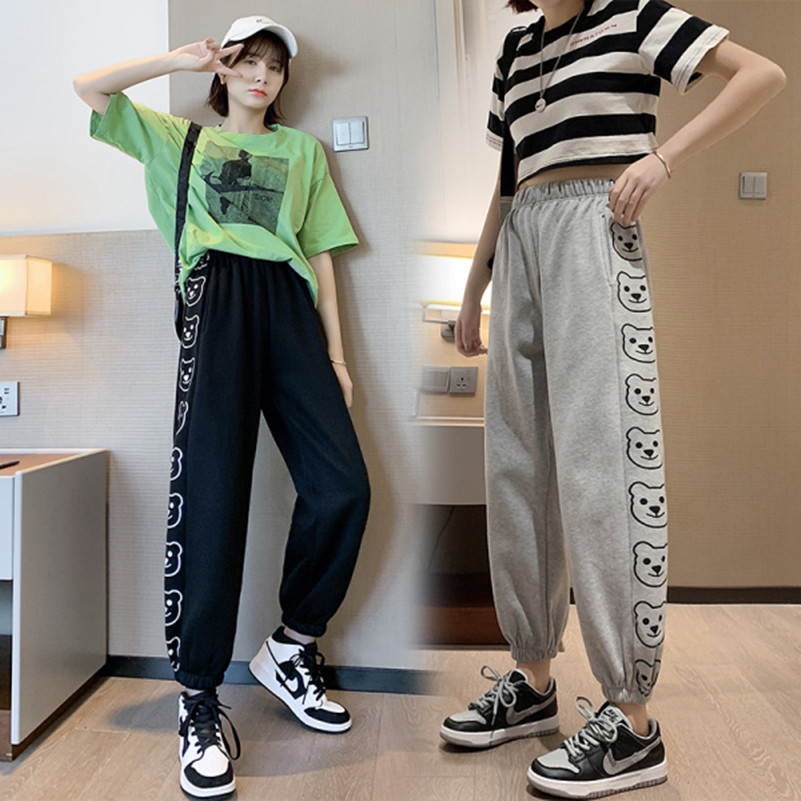 薄款束脚运动裤女 2021春秋韩版新款大码宽松显瘦休闲哈伦裤批发