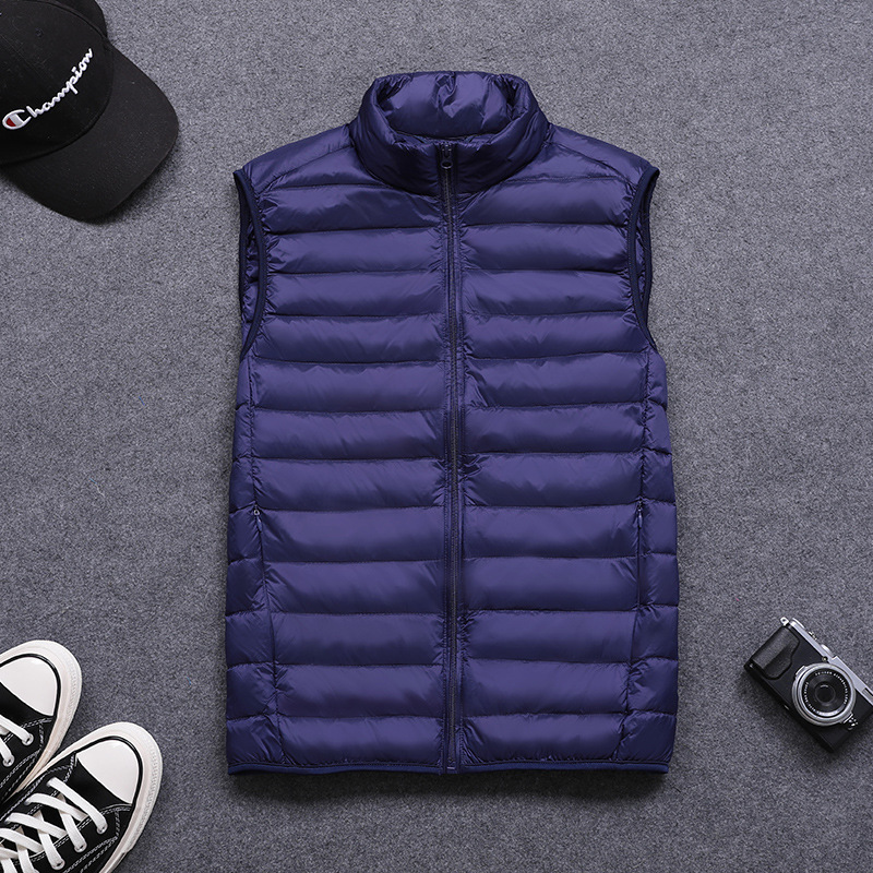 2026 New Lightweight Men's Thin down Vest Large Size Slim Fit Stand Collar Short Jacket