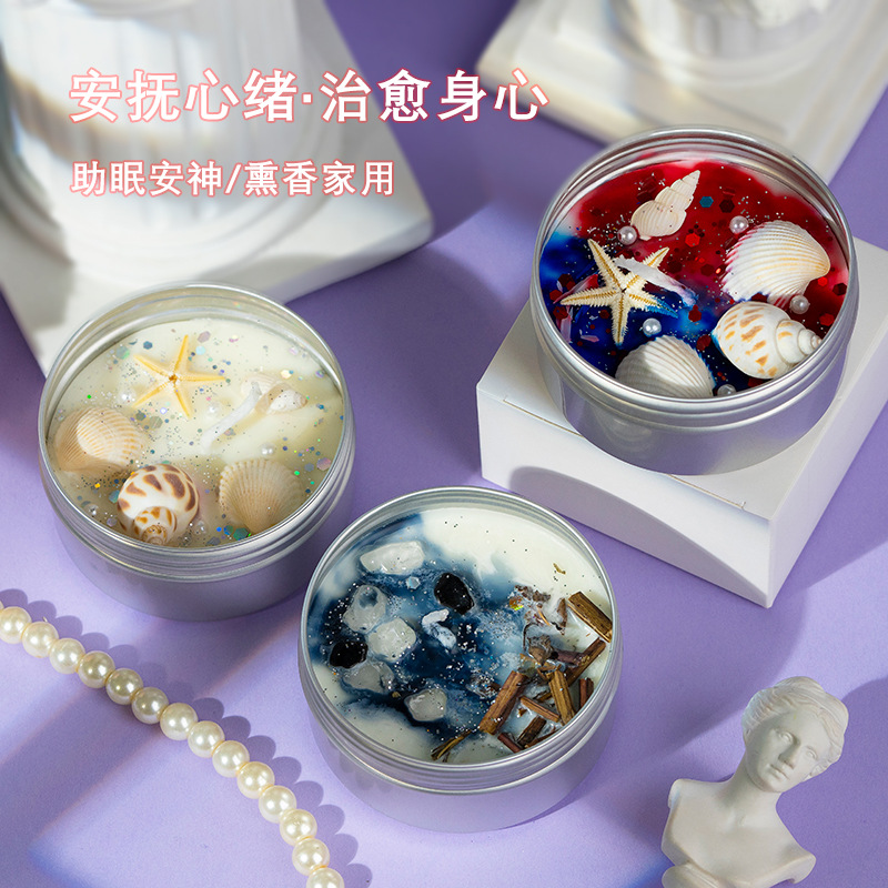 Flores secas conchas de cera de incienso hecha a mano alta sensación de dormitorio adornos incienso en vela de perfume al por mayor transfronteriza