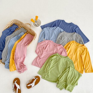Boys and Girls Summer Air-conditioning Clothing Modal Long-sleeved Trousers Baby Anti-mosquito Suit Home Clothes Pajamas