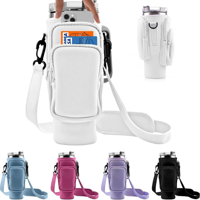 Cross-Border 40oz Car Cup Cover with Diving Fabric Crossbody Strap, Stanley Handle Cup, Anti-Scald