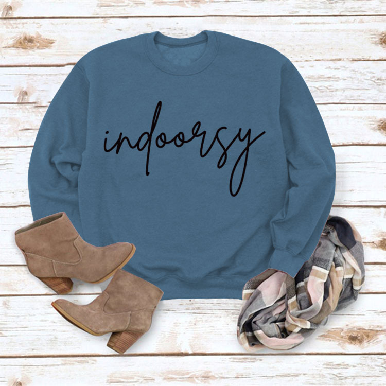 Indoorsy en stock Jersey cuello redondo europeo y americano Top manga larga impresa suelta simple suéter transfronterizo Comercio exterior al por mayor