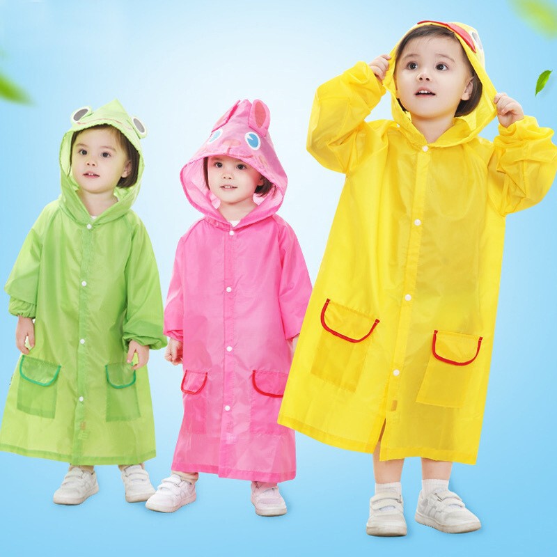 Children's Raincoat Boys' Girls' Kindergarten Cartoon Raincoat Poncho Cute Pocket Type Schoolbag for Primary School Students Rain Gearing