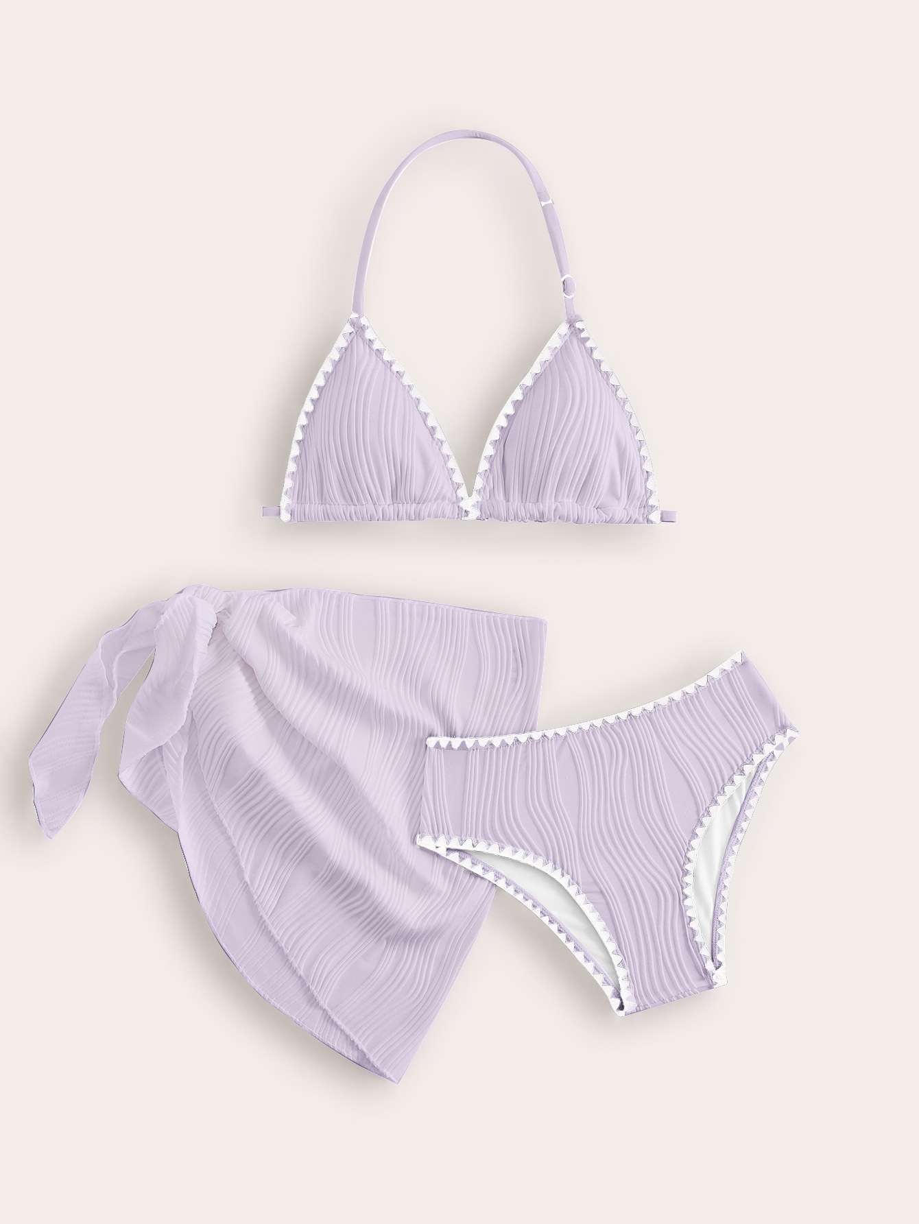 Classic Solid Colour Bikini Swimsuit Set For Teens Pool Beach_voghion.com