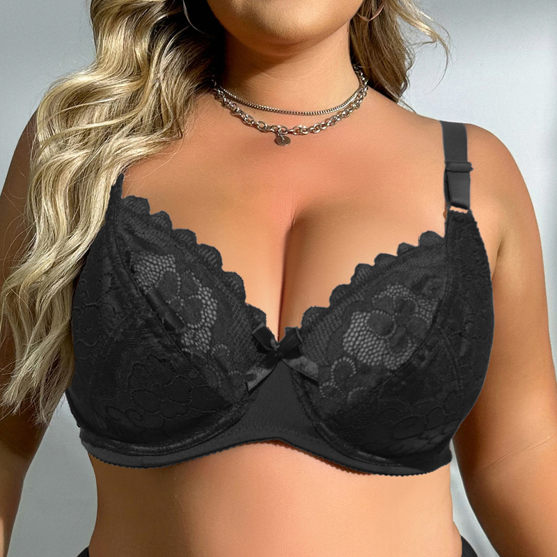 European and American Plus Size Plus Fat Large Cover D Cup Thin Fat mm Plump Sexy Bra Lace Women's Large Size Bra Intimates