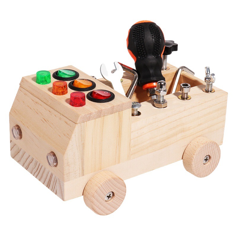 Herramienta de desmontaje de la tuerca de la lámpara de color multifuncional de madera para niños rompecabezas de coche variedad tuerca de tornillo combinación traje CPC