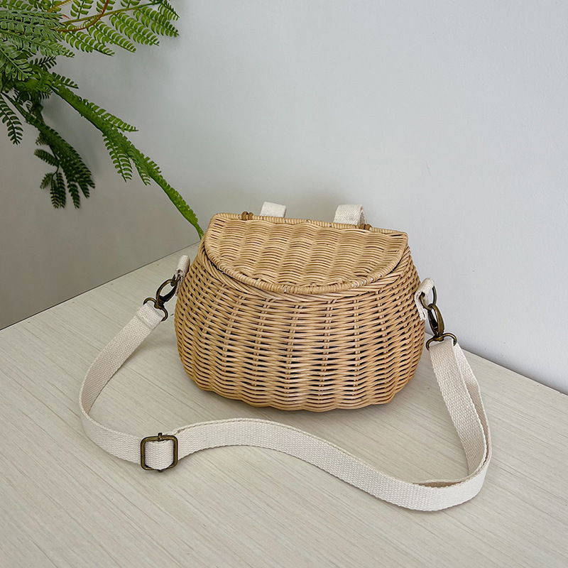 Children's woven straw shoulder bag for men and women girl's on the…