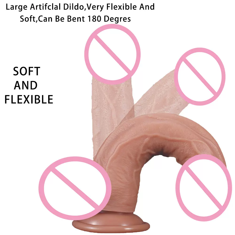 久夕棕色液态硅胶仿真阳具大号女性器具亚马逊成人情趣性用品批发