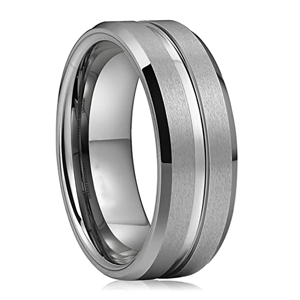 European And American Cross-border Personalized Simple Versatile Stainless Steel 8MM Single Groove Double-sided Matte_voghion.com