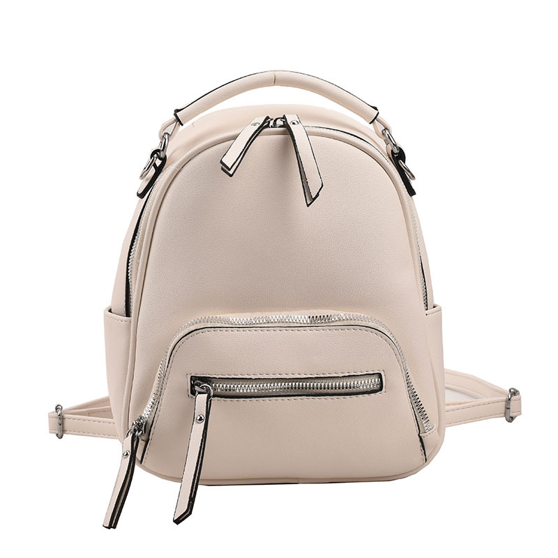 Fashionable And Versatile Solid Color Backpack Women's Urban Minimalist PU Business Backpack_voghion.com
