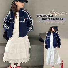 女童棒球服外套2025春秋新款中大童洋气超好看宽松休闲拉链上衣