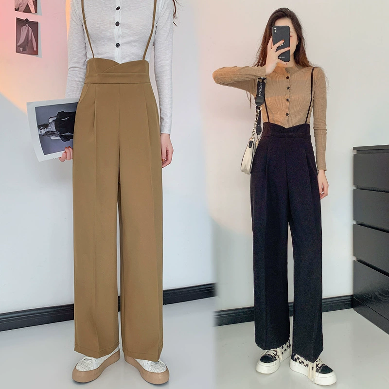 Широкие брюки женская весна 2022 новый ремешок премиум-класса расслабленный тонкий дикий повседневный свисание брюки с высокой талией