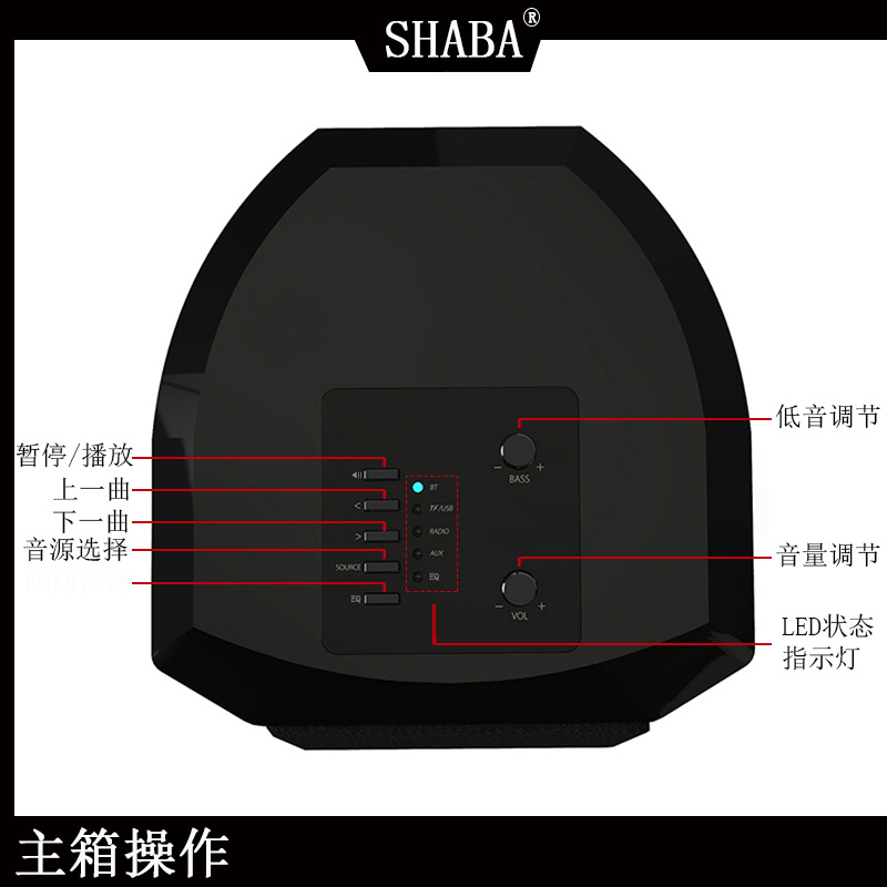 SHABA home theater inalámbrico Bluetooth audio piso subwoofer de madera sala de estar sistema de audio y vídeo TF Tarjeta de altavoz