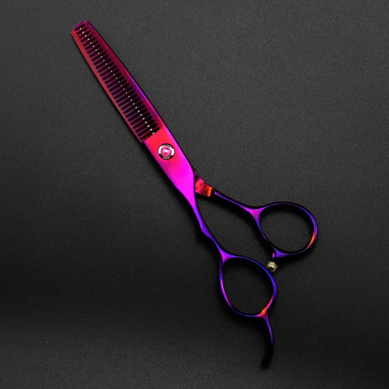 Tijeras profesionales para peluquería zurdos, con recubrimiento violeta