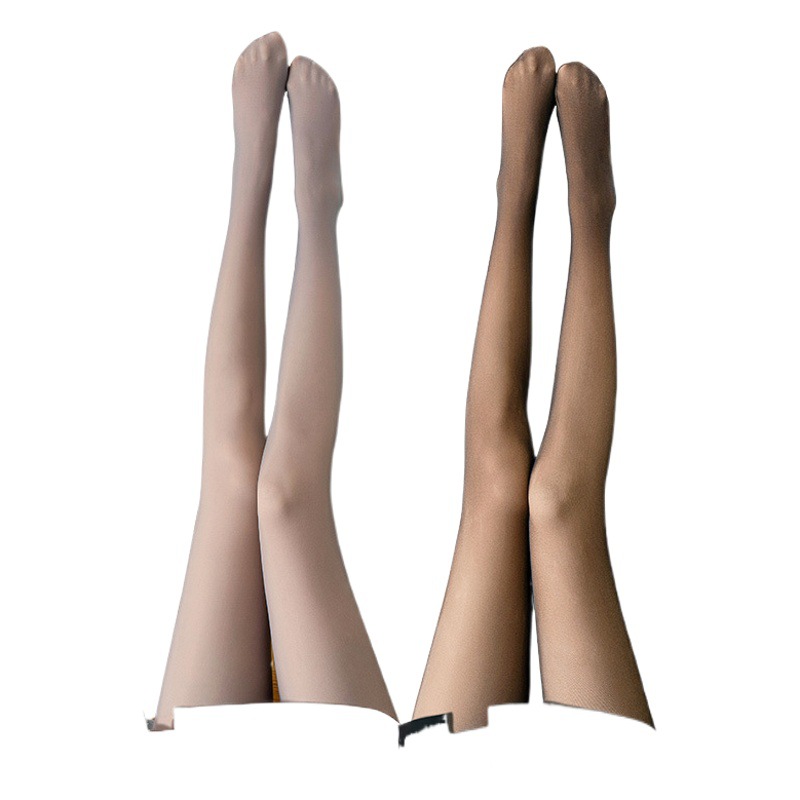 Otoño e invierno nuevos pantalones a través de la piel más leggings engrosados de terciopelo, pantalones de una pieza, piernas desnudas para mujer, pantimedias grises de azafata sin costuras