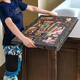 便携式1000块加厚毛毡拼图板带支架收纳拼图板带支架支架式拼图收