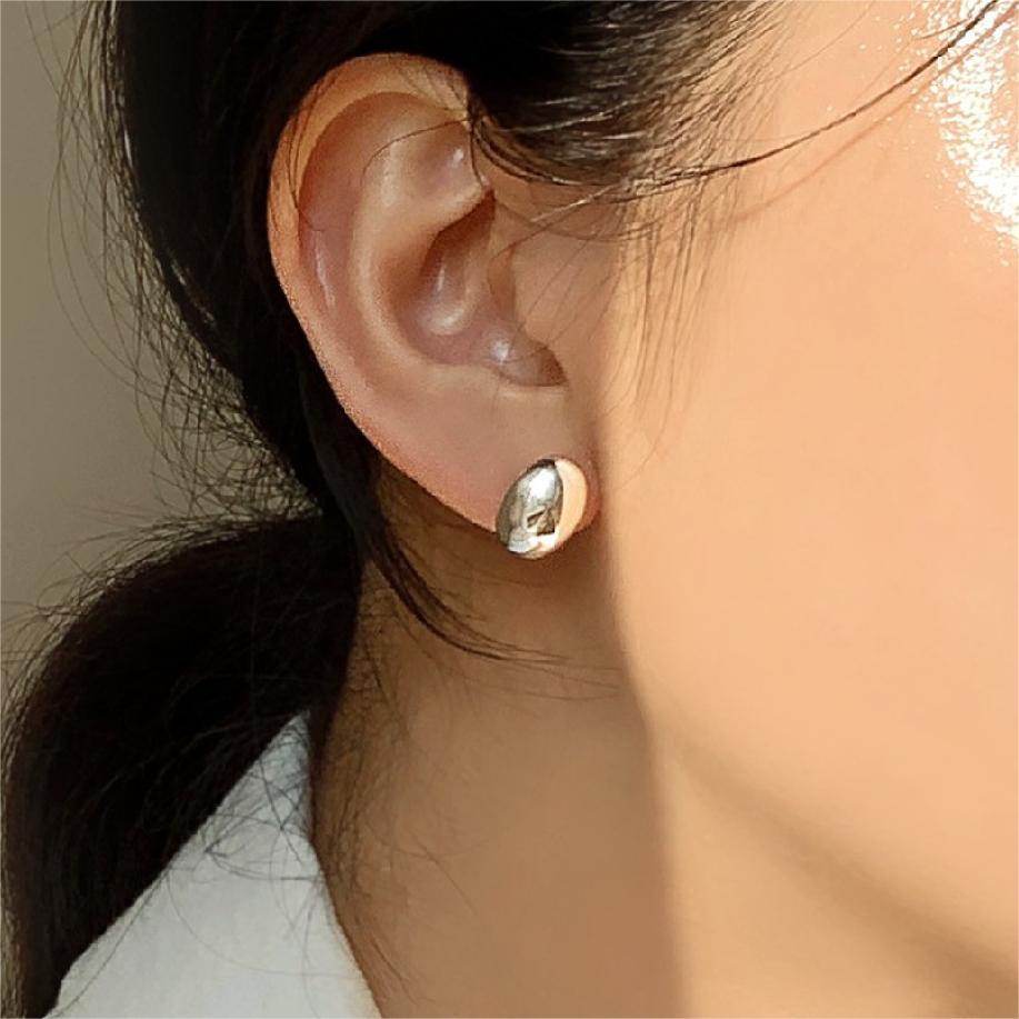 1 Paire Style Simple Couleur Unie Placage Argent Sterling Boucles D'oreilles display picture 1