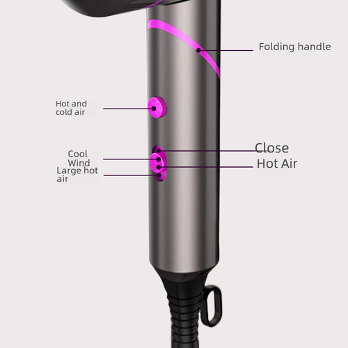 Hammer Foldable Ionic Hair Dryer Household High Power Constant Temperature Hair Care Hotel Cross-border Amazon