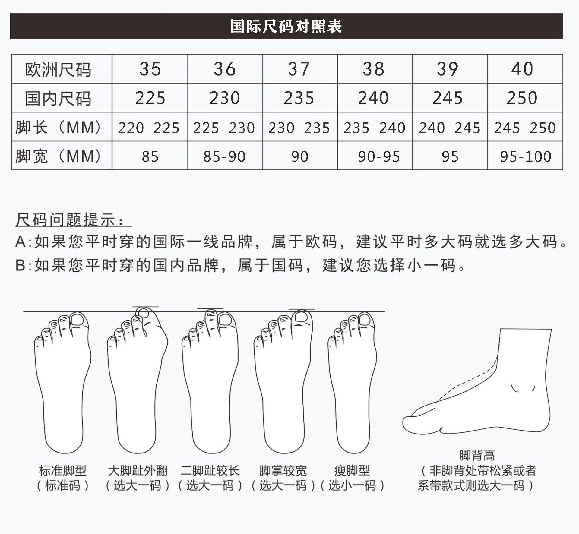 尺码表35-40