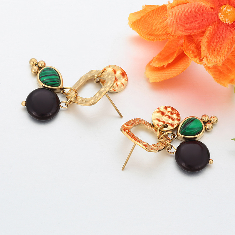 Xuping nicho personalidad viento de acero inoxidable 14k aretes geométricos pernos cuadrados círculos bordillos aretes al por mayor mujeres
