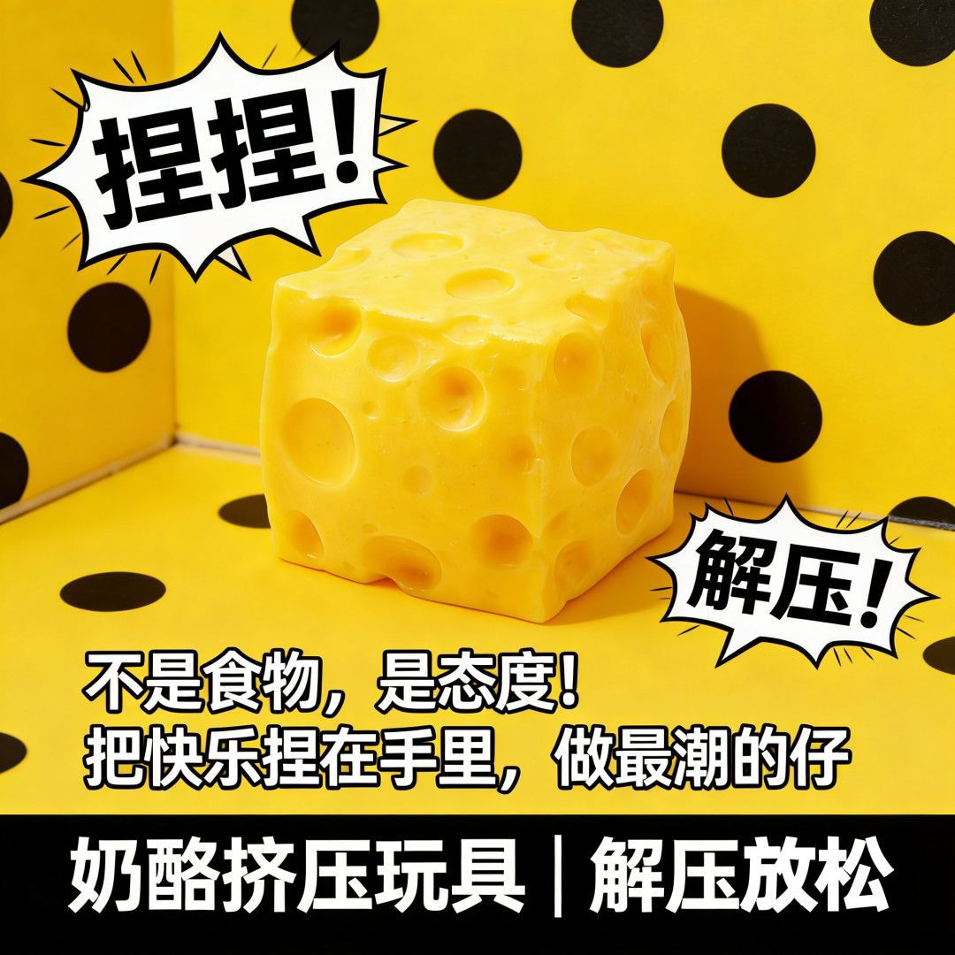 Yellow Cheese Squeeze Toy, Realistic Food-Shaped, Soft, Resilient, Durable, Compact, Lightweight Stress-Relief Toy