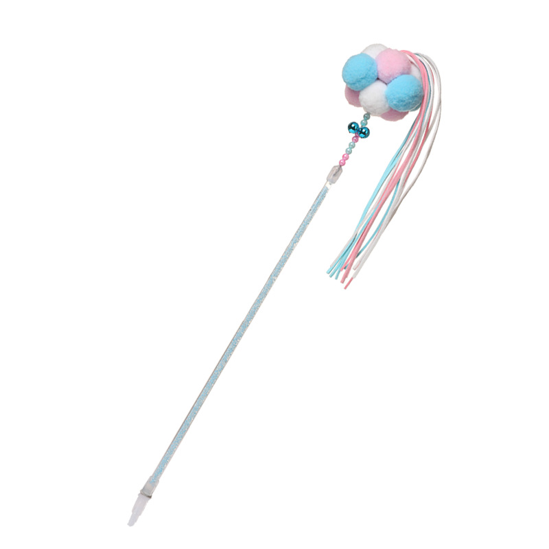 Pet gato juguete lechón pluma de alambre de acero divertido gato palo varilla larga de mano gato auto-Hola aliviar congestionado suministros para mascotas