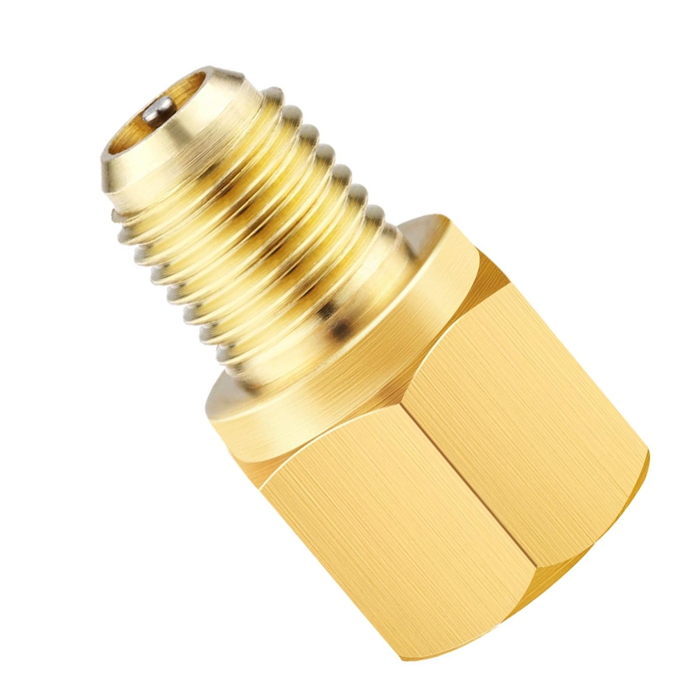 One Piece R1234Yf Vacuum Pump Adapter Refrigerant Tank R12 Connector 1/2 Internal to 1/4" Sae External Thread