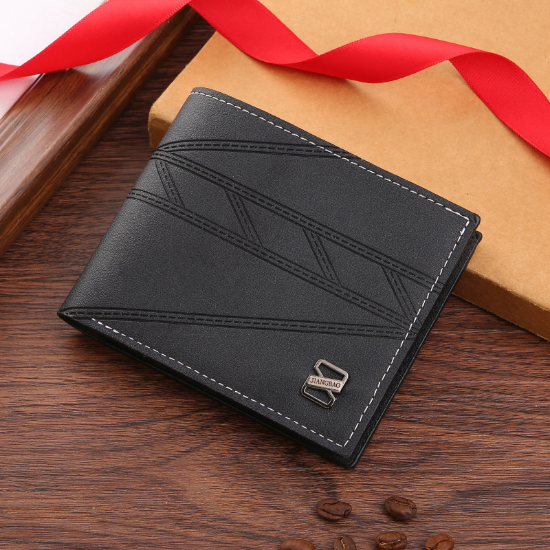 New cross-border Men's wallet men's short wallet men's youth simple fashion multi-card plain horizontal wallet